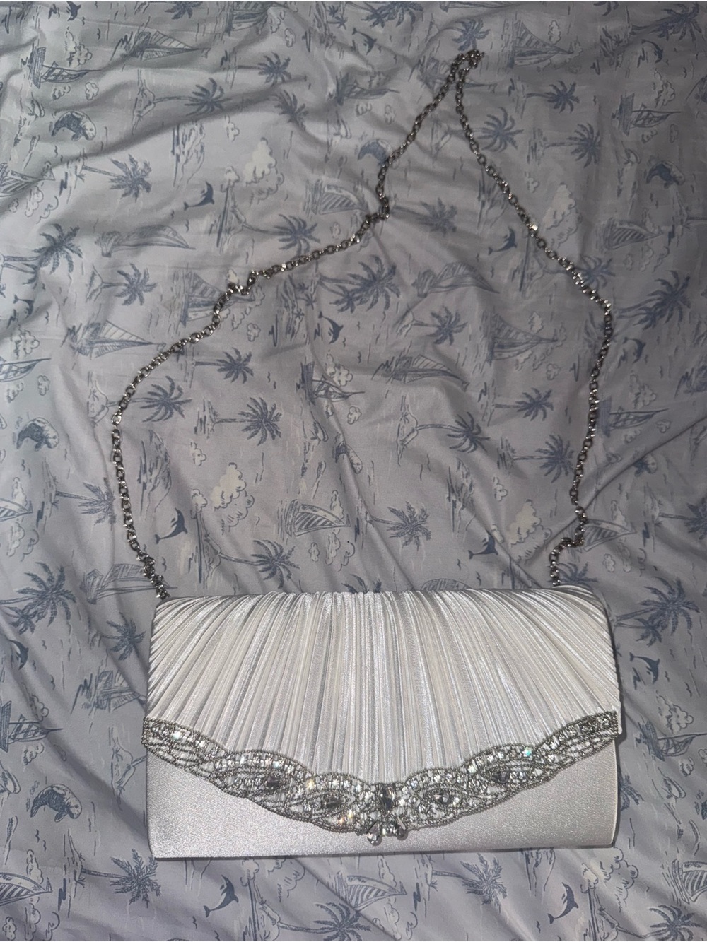 Silver Evening Clutch with Crystal Accents